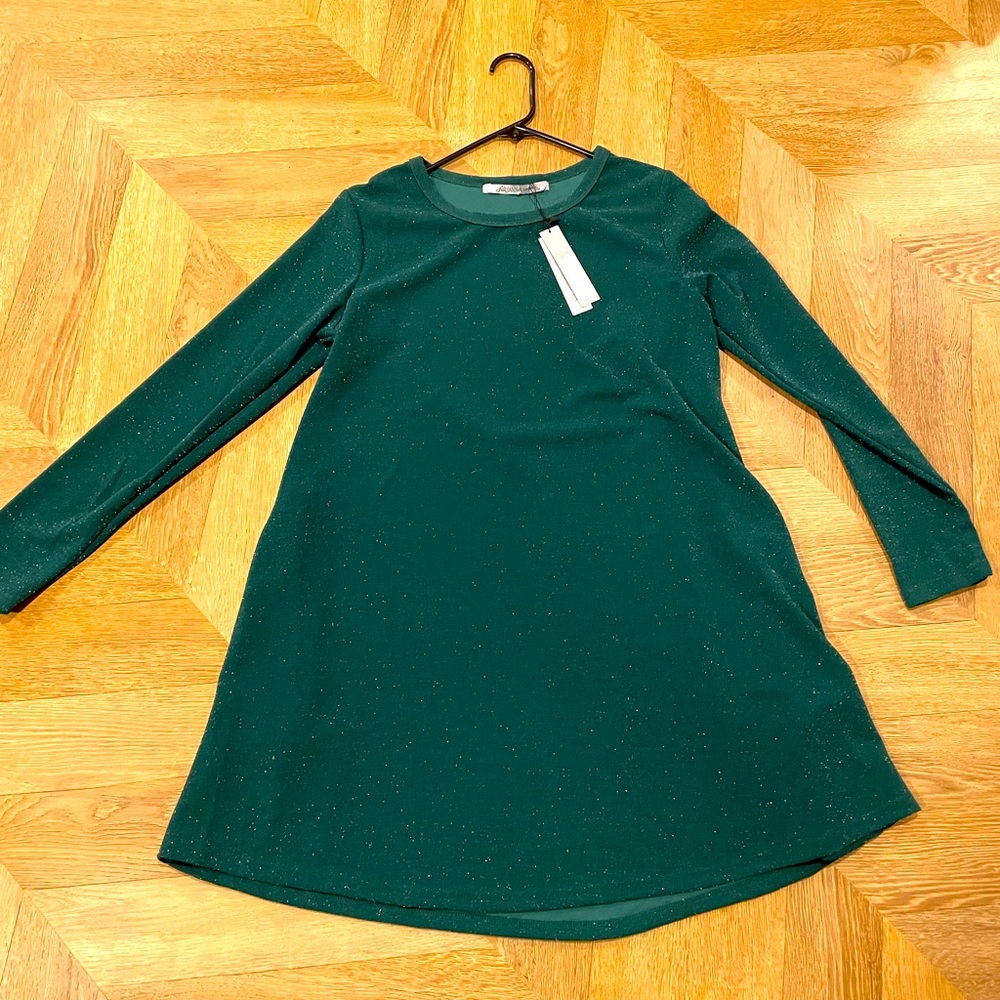 NWT green sparkle swing dress